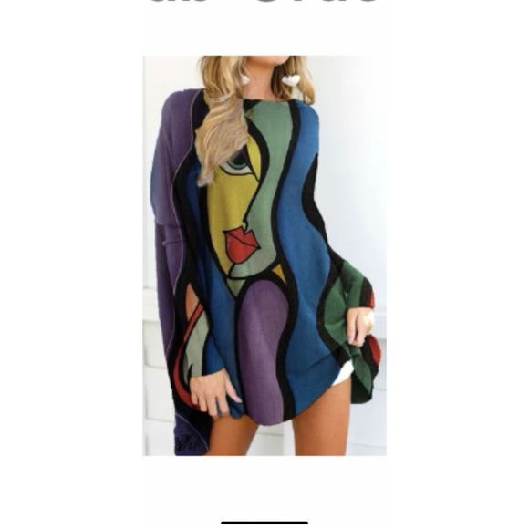 NWT, abstract, lightweight sweatshirt, material dress/tunic . Cotton says 3x on - Picture 10 of 12